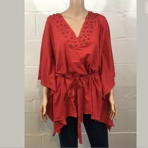 Mantra by Tara Reid Red Studded Kimono Top
